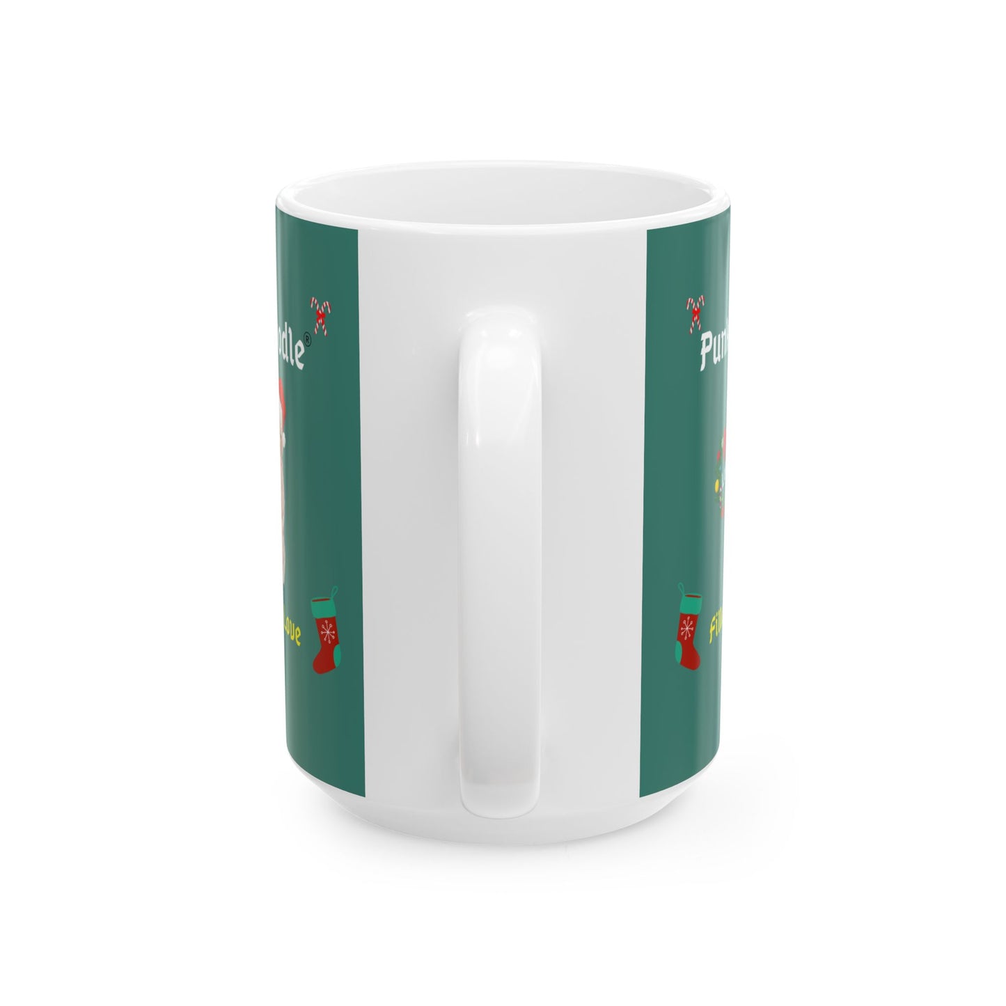 PunkerDoodle® " Filled with Love" Ceramic Holiday Mug, (11oz, 15oz)