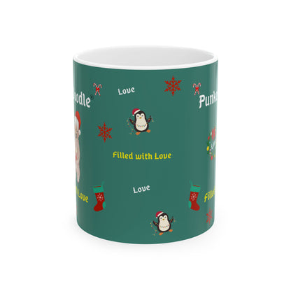 PunkerDoodle® " Filled with Love" Ceramic Holiday Mug, (11oz, 15oz)